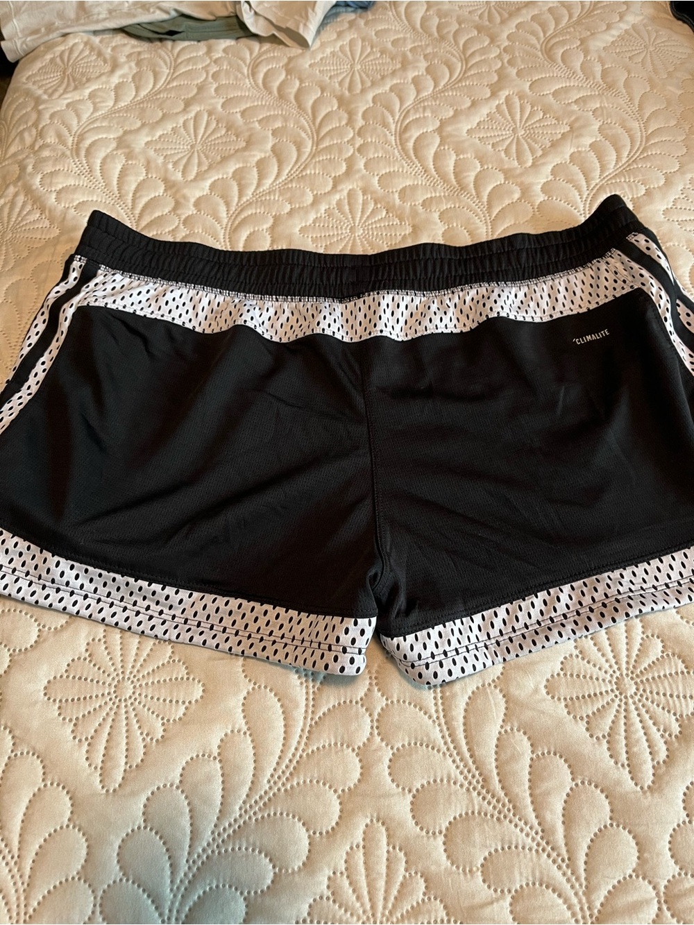 Women’s Black Athletic Shorts with White Mesh Trim